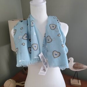 NWT Coach 28777 Western Heart Blue Fabric Oversized Square Scarf Y2K